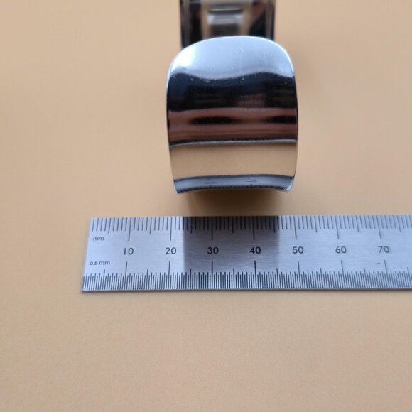 6 Inch Sterling Silver Solid Bright Wide Heavy Cuff Bracelet B572 - Picture 5 of 6